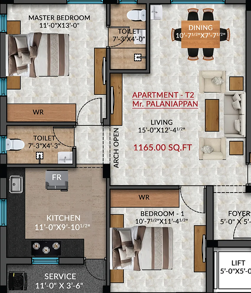 2 BHK Flat in Murugan May Flower in Vadapalani, Chennai - Image 892998