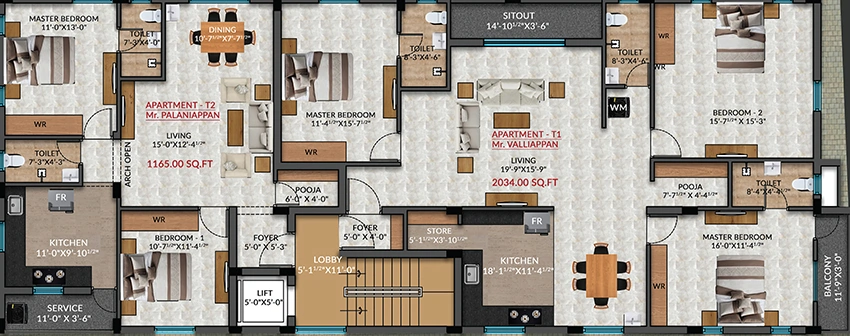 Floor Plan of Murugan May Flower in Vadapalani, Chennai - Image 356656