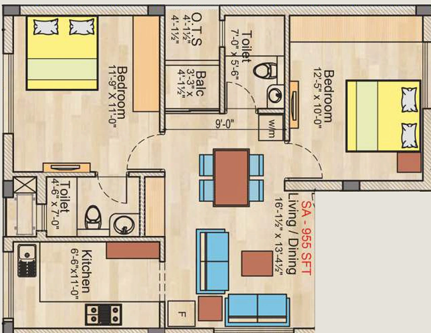 2 BHK Flat in Kaaviya Gardens Mohan Castle in Ayanambakkam, Chennai - Image 893001