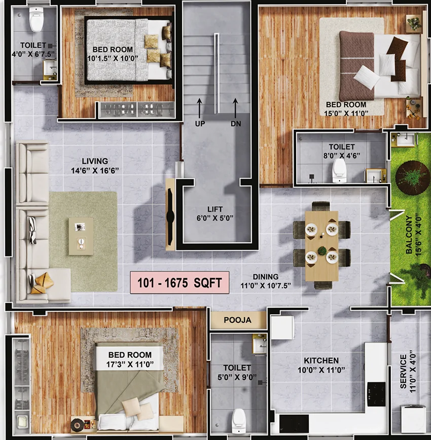 3 BHK Flat in SHDC Sai Virukshaa in Adyar, Chennai - Image 893005