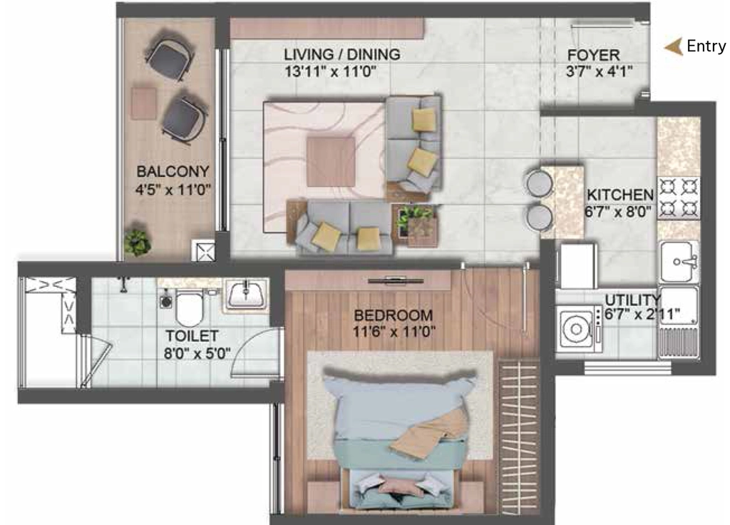 1 BHK Flat in CKPC Winds Of Change in Yelahanka, Bangalore - Image 893016