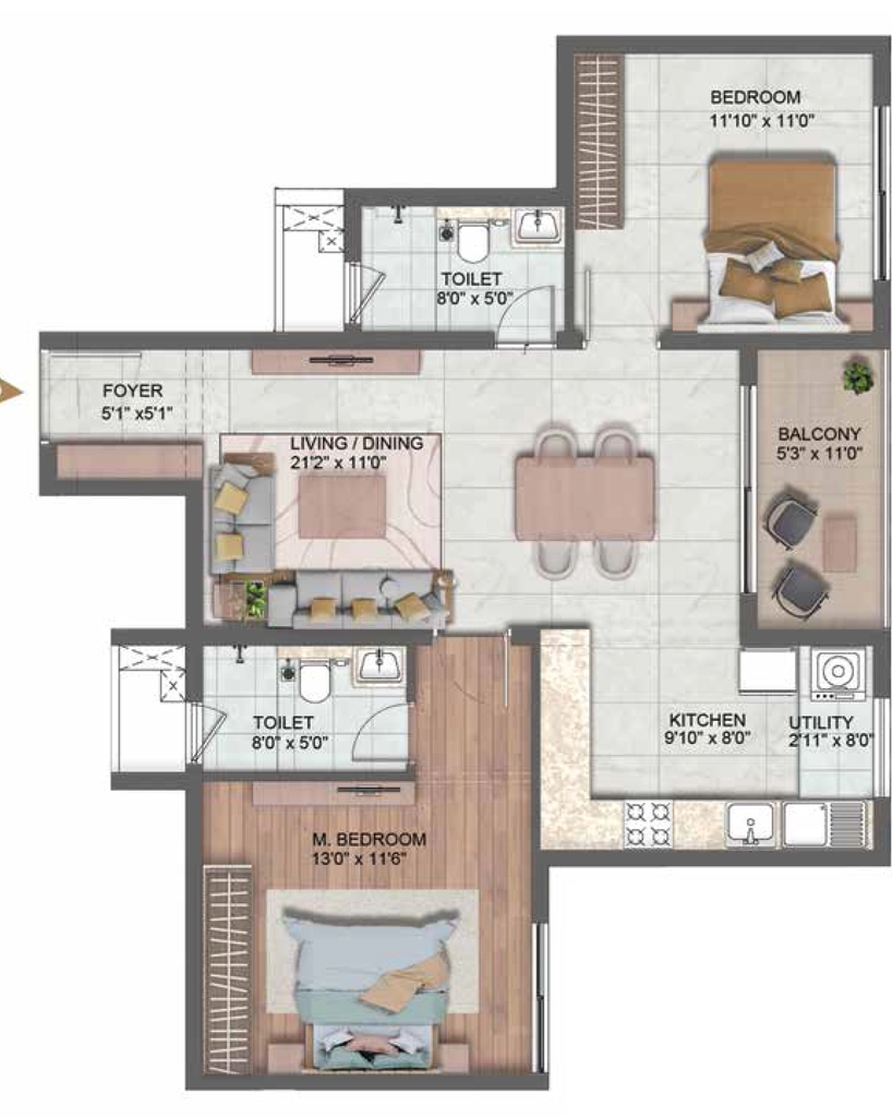 2 BHK Flat in CKPC Winds Of Change in Yelahanka, Bangalore - Image 893017