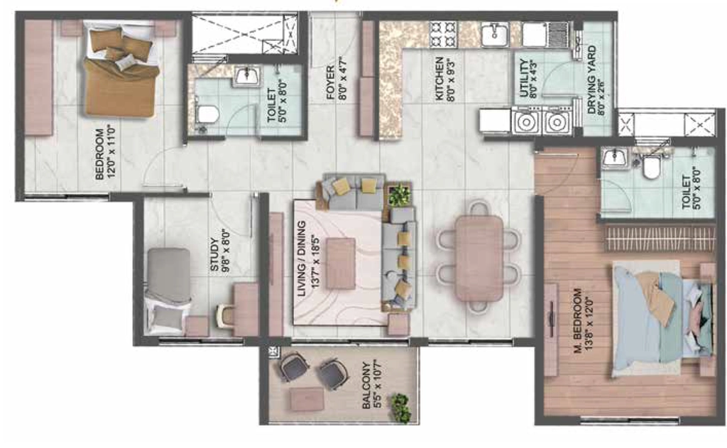 2.5 BHK Flat in CKPC Winds Of Change in Yelahanka, Bangalore - Image 893018
