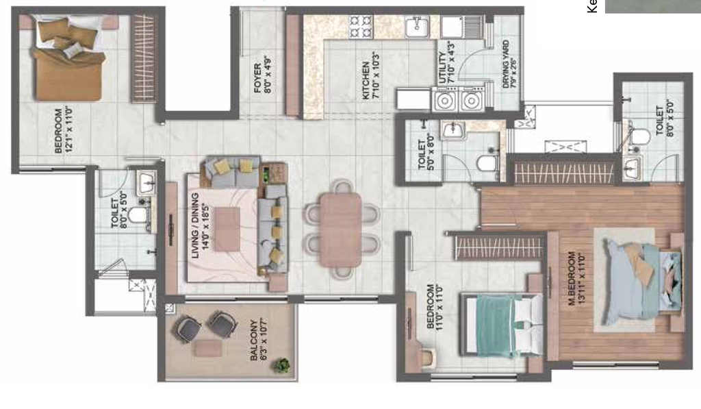3 BHK Flat in CKPC Winds Of Change in Yelahanka, Bangalore - Image 893019