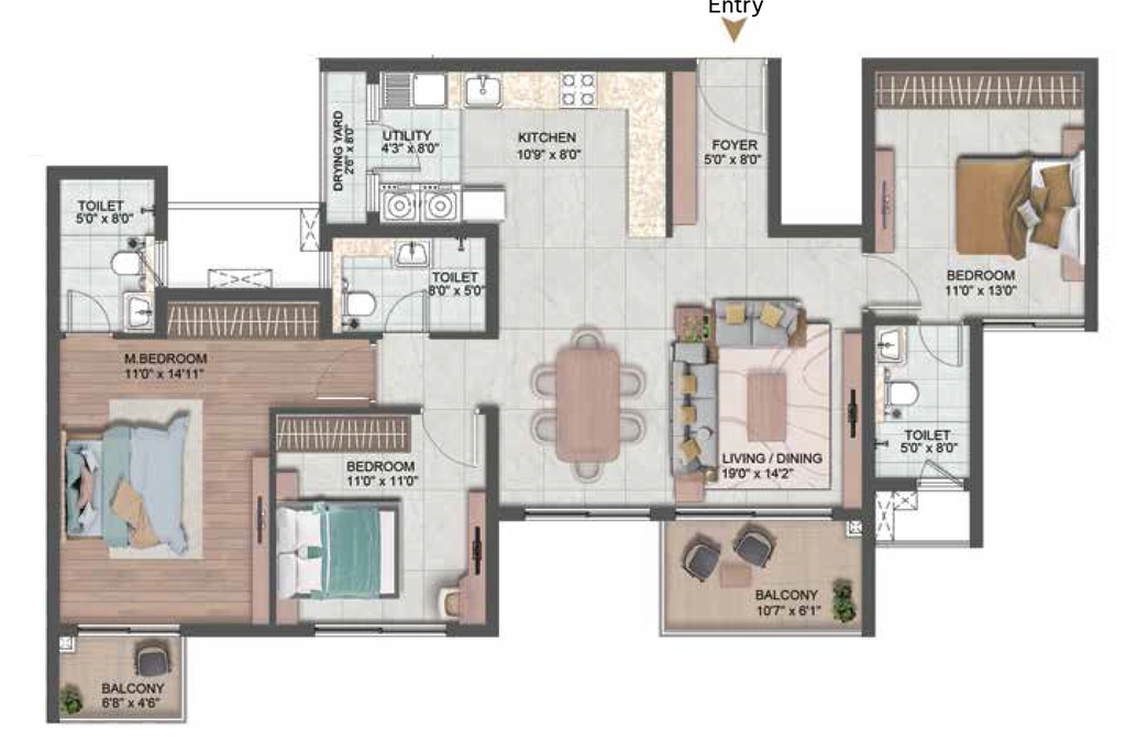3 BHK Flat in CKPC Winds Of Change in Yelahanka, Bangalore - Image 893020