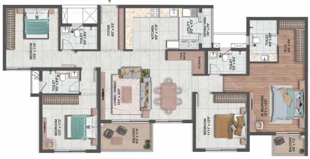 4 BHK Flat in CKPC Winds Of Change in Yelahanka, Bangalore - Image 893021