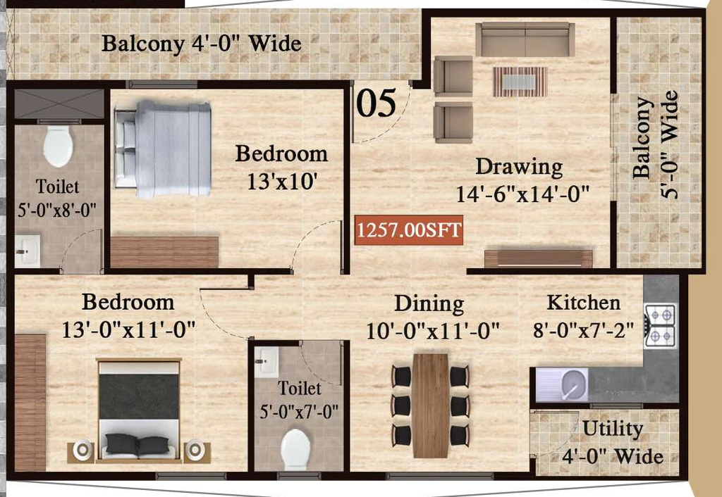 3 BHK Flat in Chaitra Greenwoods in KR Puram, Bangalore - Image 893023