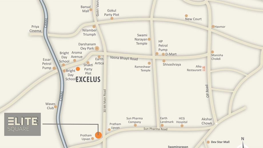 Location of Vihav Elite Square in Atladara, Vadodara - Image 357005