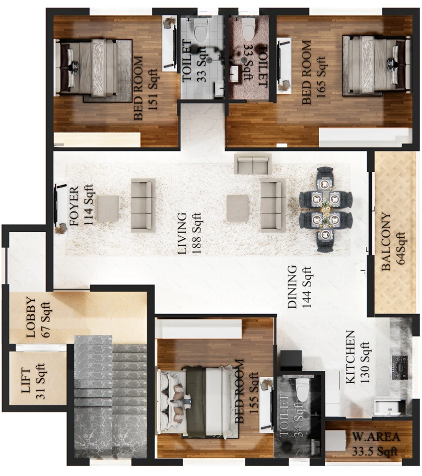 3 BHK Flat in Oblong Polaris in Mogappair, Chennai - Image 893356