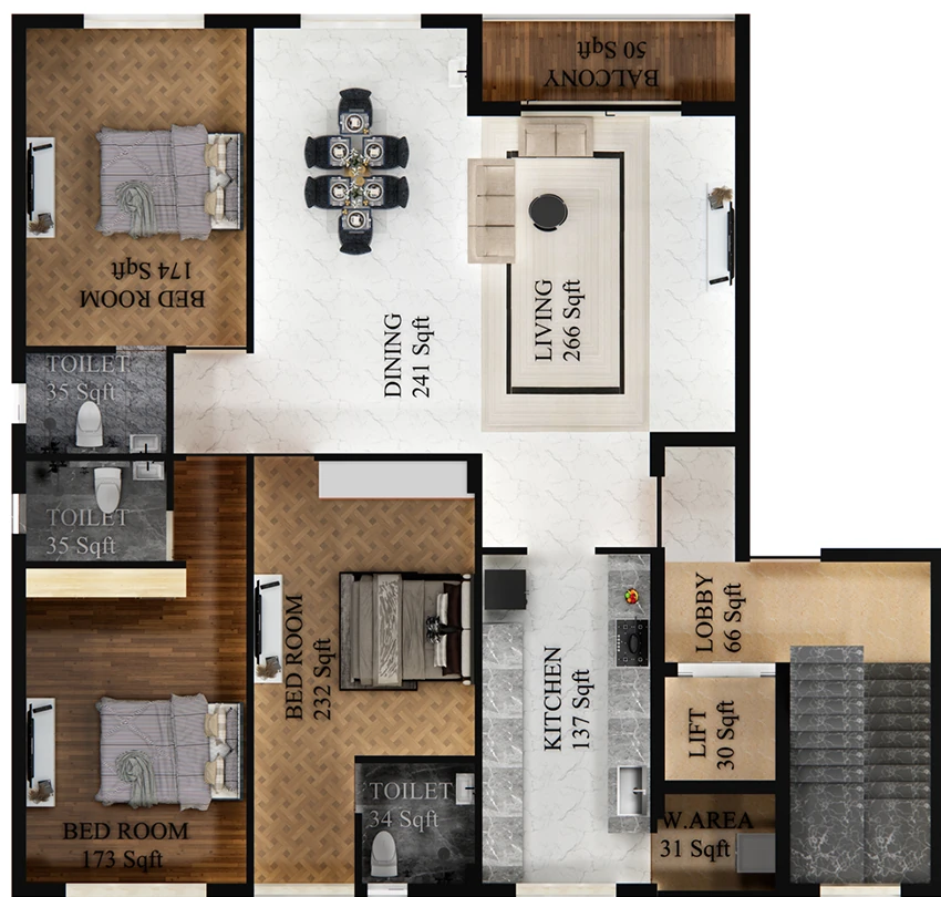3 BHK Flat in Oblong Polaris in Mogappair, Chennai - Image 893357