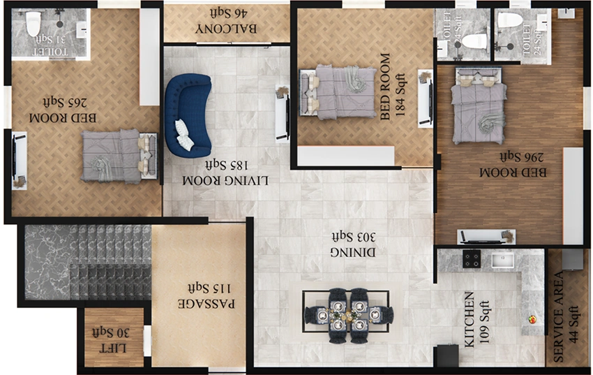 3 BHK Flat in Oblong Polaris in Mogappair, Chennai - Image 893358