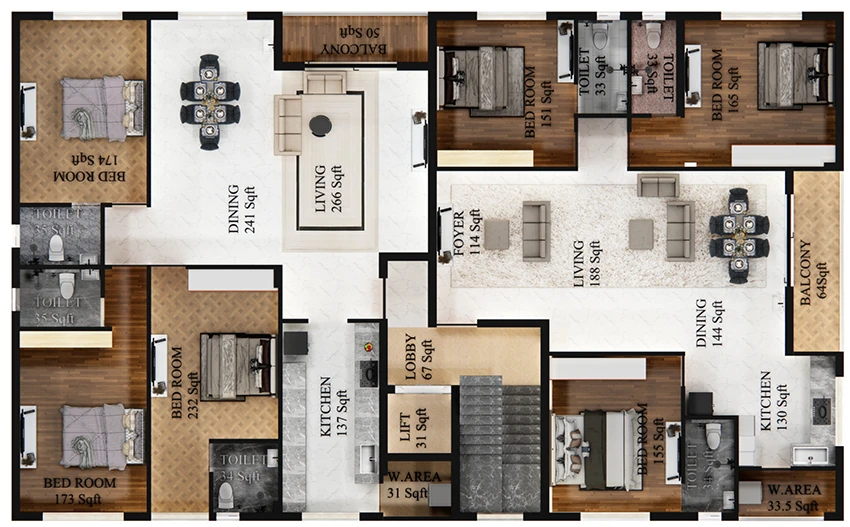 Floor Plan of Oblong Polaris in Mogappair, Chennai - Image 357126
