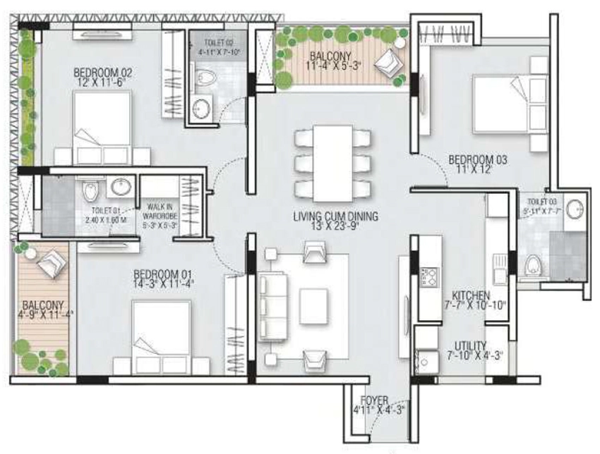 3 BHK Flat in Ek The Arc in Anna Nagar, Chennai - Image 893360