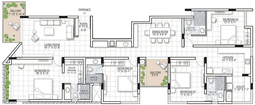 4 BHK Flat in Ek The Arc in Anna Nagar, Chennai - Image 893361