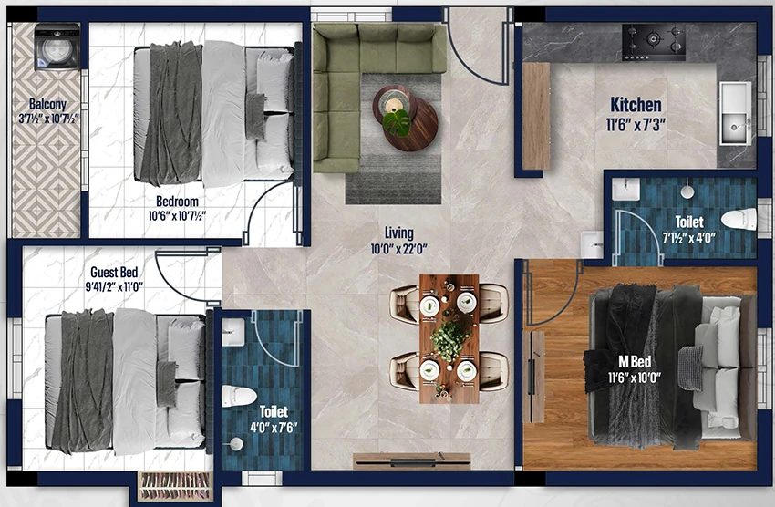 3 BHK Flat in Sri Ayyan Achyut in Medavakkam, Chennai - Image 893371