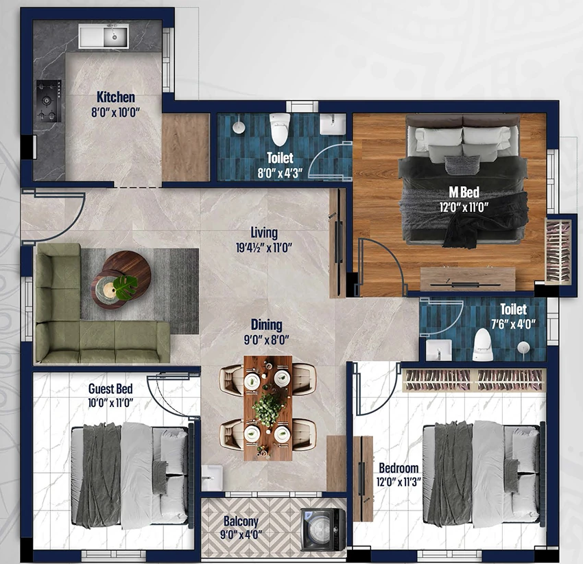 3 BHK Flat in Sri Ayyan Achyut in Medavakkam, Chennai - Image 893372