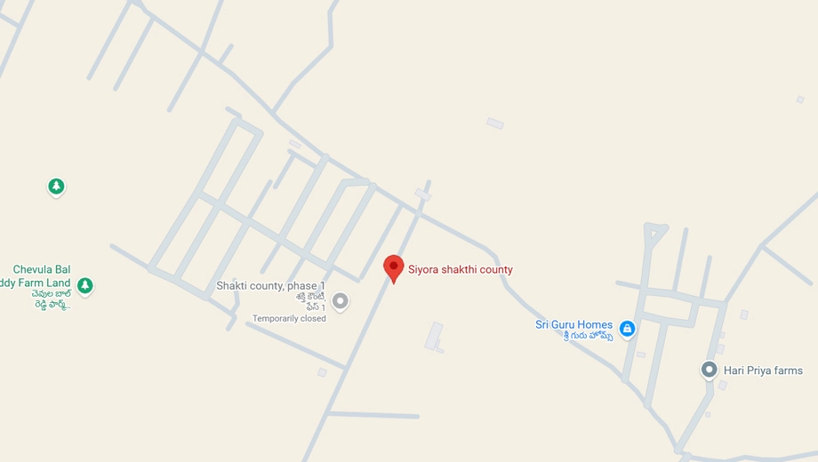 Location of Siyora Shakthi County in Bibinagar, Hyderabad - Image 357359