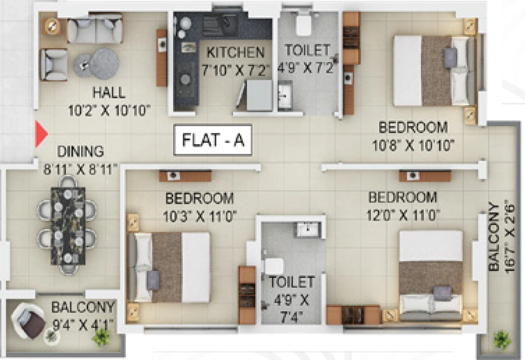 3 BHK Flat in Gokul Vista in Jessore Road, Kolkata - Image 903716