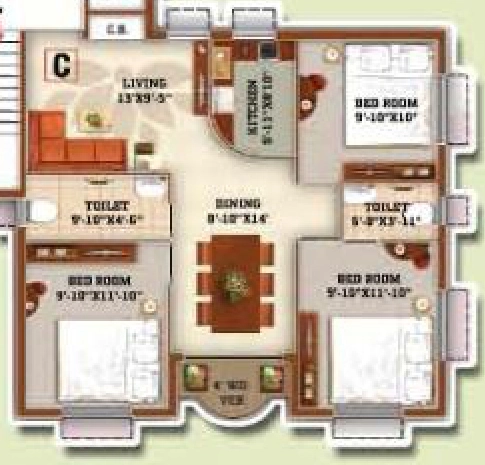 3 BHK Flat in Aspira Aashiyana in Rajarhat, Kolkata - Image 903691