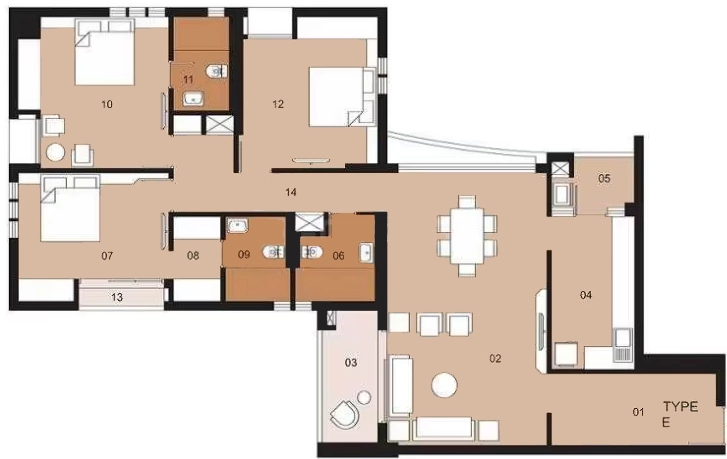 3 BHK Flat in Ambuja Upohar The Condoville in EM Bypass, Kolkata - Image 903685