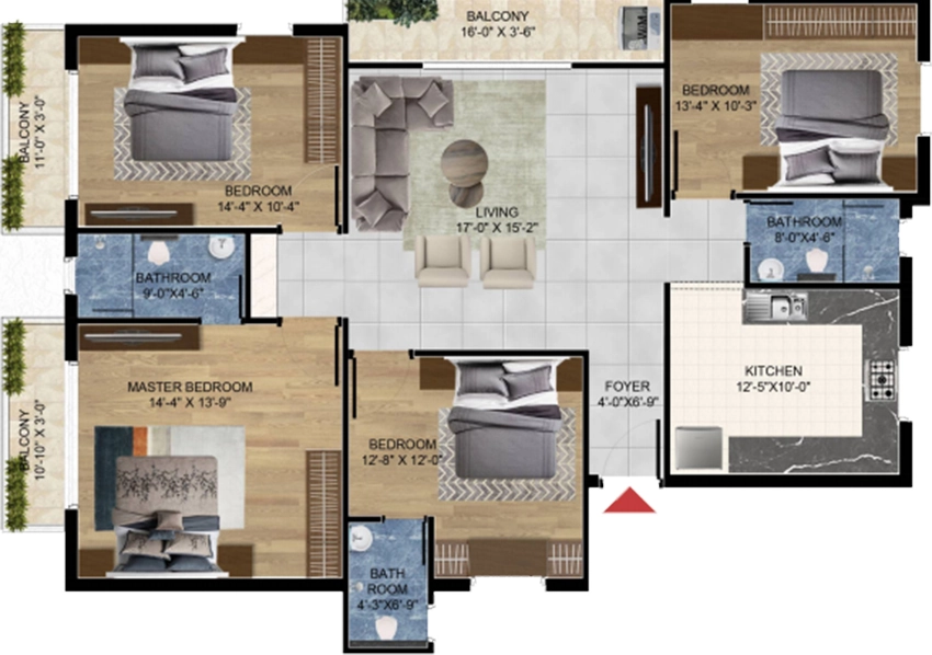 4 BHK Flat in Paramount Shibam in Santhome, Chennai - Image 893831