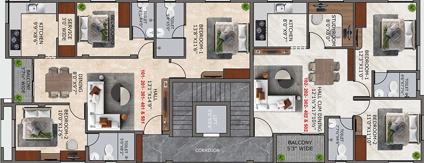 Floor Plan of Greenwich Tivoli in Kodambakkam, Chennai - Image 357812