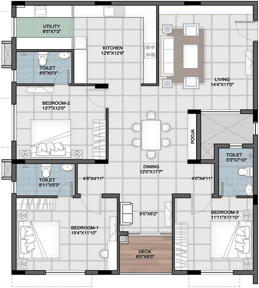 3 BHK Flat in Alda Ayan in Thiruvanmiyur, Chennai - Image 893839