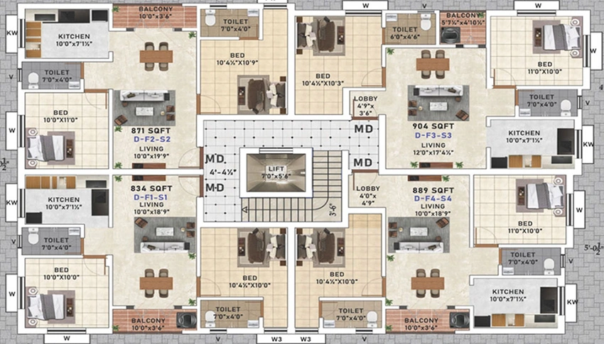 Floor Plan of FK Meadows Square in Sholinganallur, Chennai - Image 357829