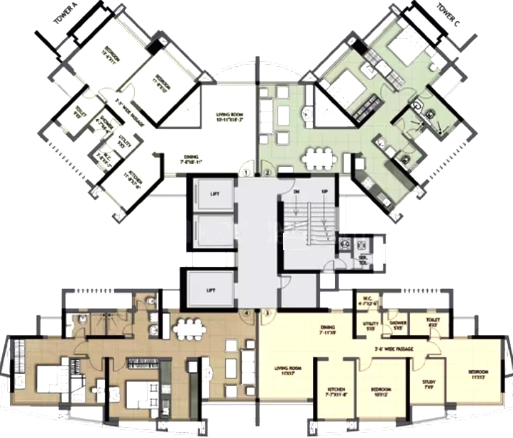 Floor Plan of Kalpataru Towers in Kandivali East, Mumbai - Image 358254