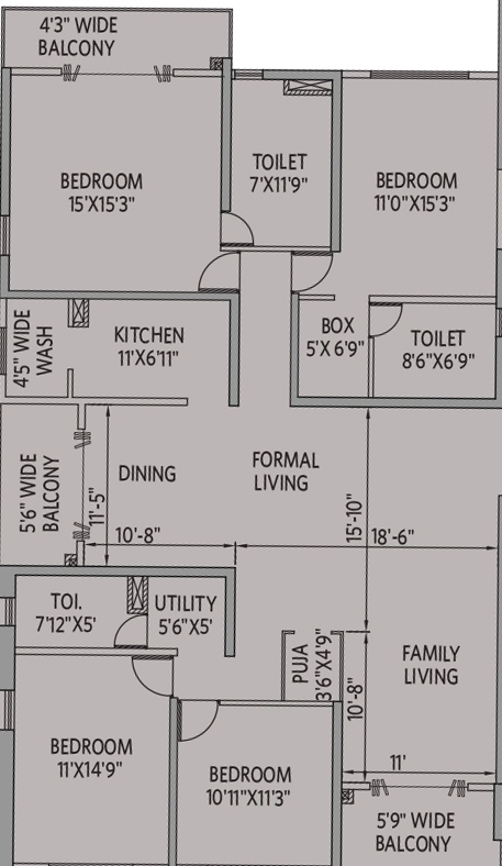 3 BHK Flat in Siddha Galaxia Phase 2 in Rajarhat, Kolkata - Image 903965