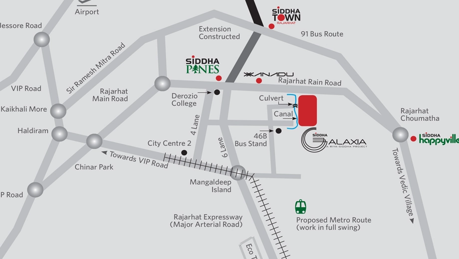 Location of Siddha Galaxia Phase 2 in Rajarhat, Kolkata - Image 371136