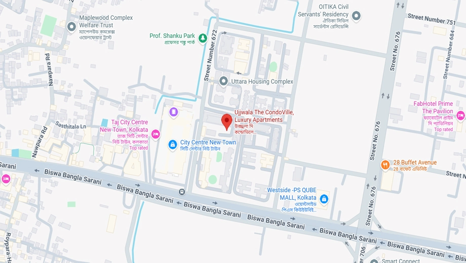 Location of Ambuja Ujjwala The Condoville in New Town, Kolkata - Image 370504