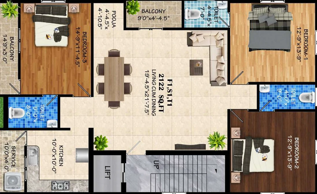 3 BHK Flat in Ramkhar Shreyas in Adyar, Chennai - Image 894254