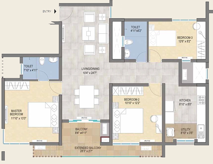 3 BHK Flat in TVS Emerald Peninsula - Magnific in Manapakkam, Chennai - Image 894471