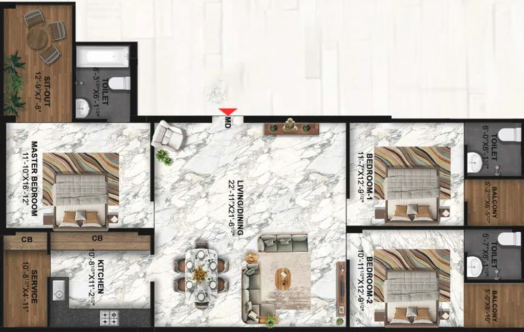 3 BHK Flat in Anugragha Sai Prestige in Pallikaranai, Chennai - Image 894543