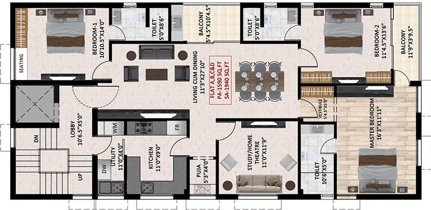 4 BHK Flat in JKB Ganga in Anna Nagar, Chennai - Image 894546