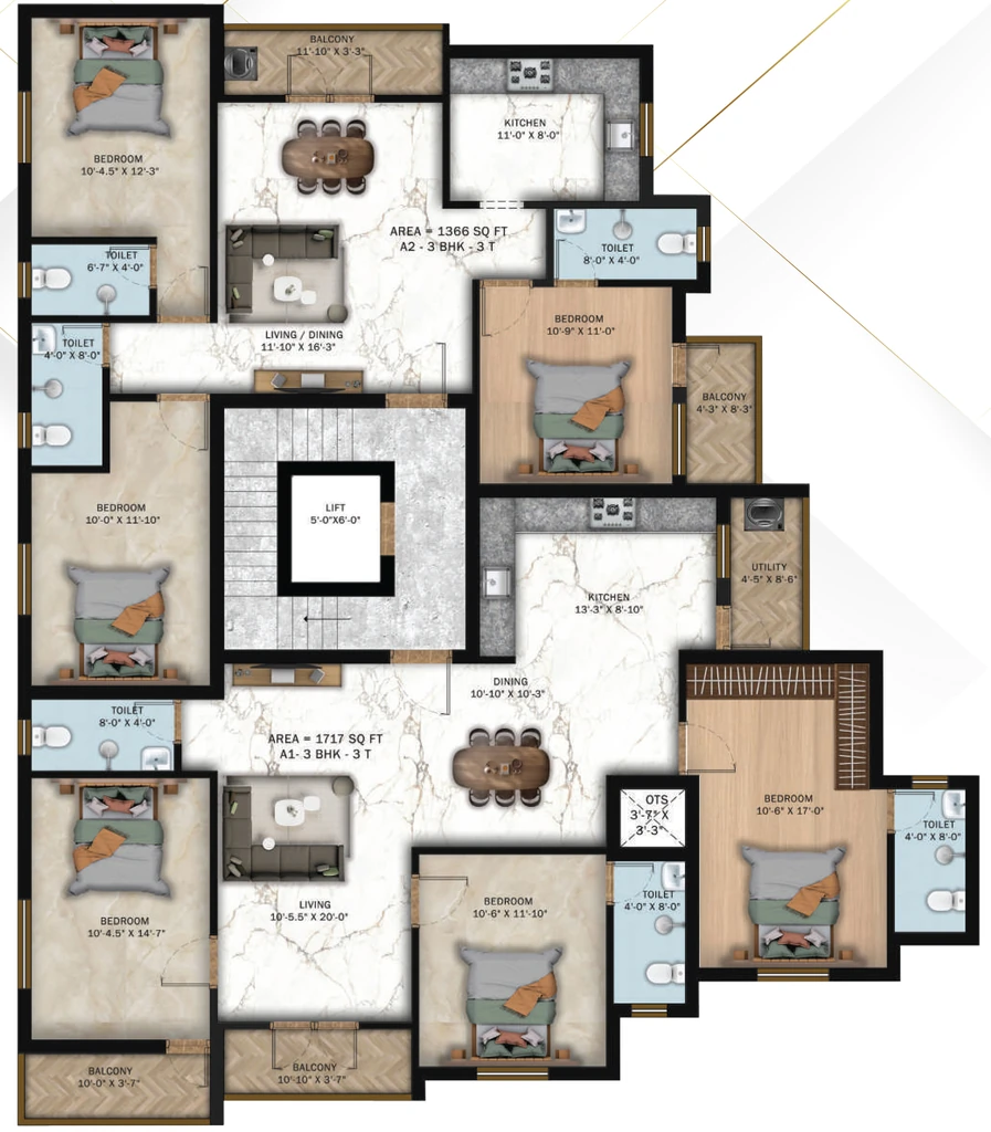 Floor Plan of Traventure Miracle Garden in Porur, Chennai - Image 359030