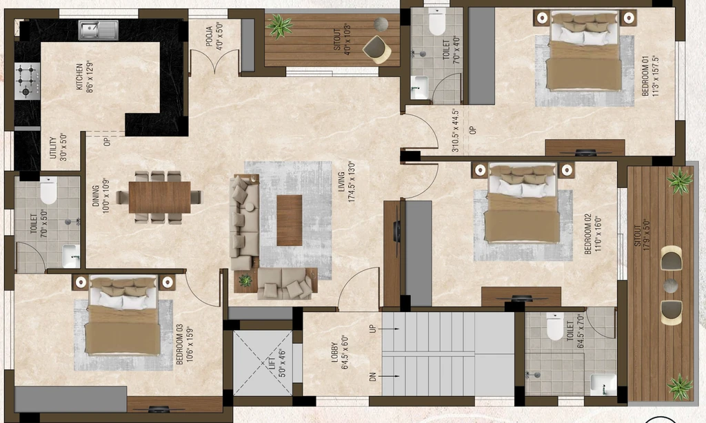 3 BHK Flat in Pinnacle Jewel in Velachery, Chennai - Image 894635