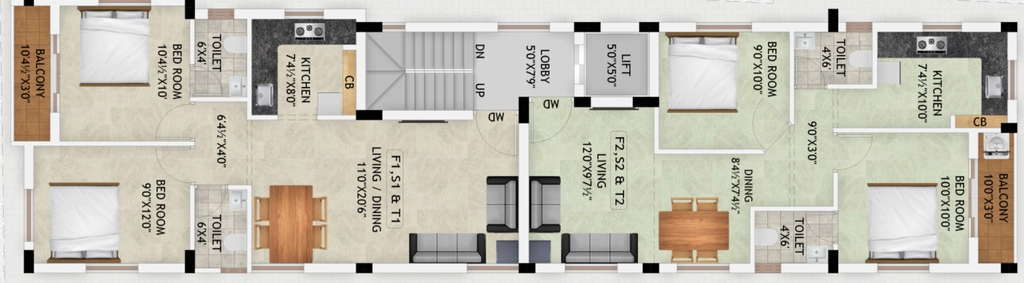 Floor Plan of SBM Qia in Anakaputhur, Chennai - Image 359356