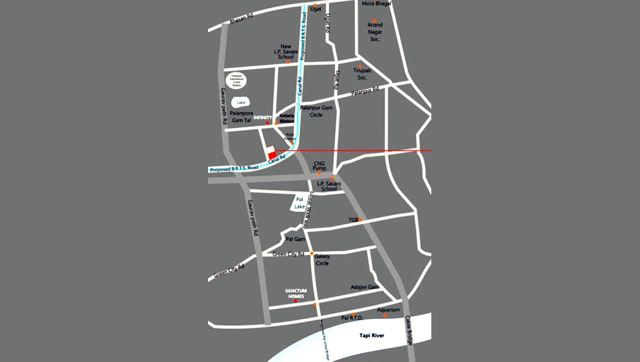 Location of Abhishek Sanctum Celino in Palanpur, Surat - Image 360381