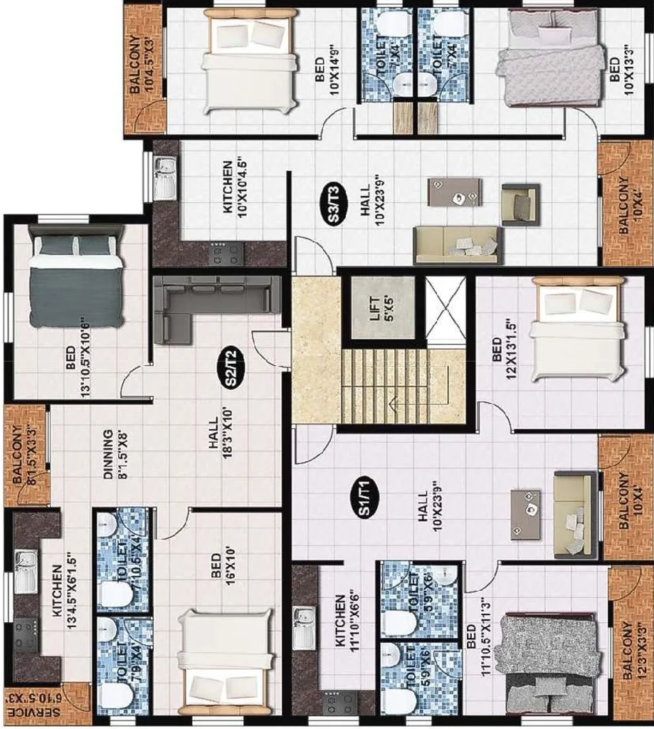 Floor Plan of Annai Victory Residency in Royapettah, Chennai - Image 360108