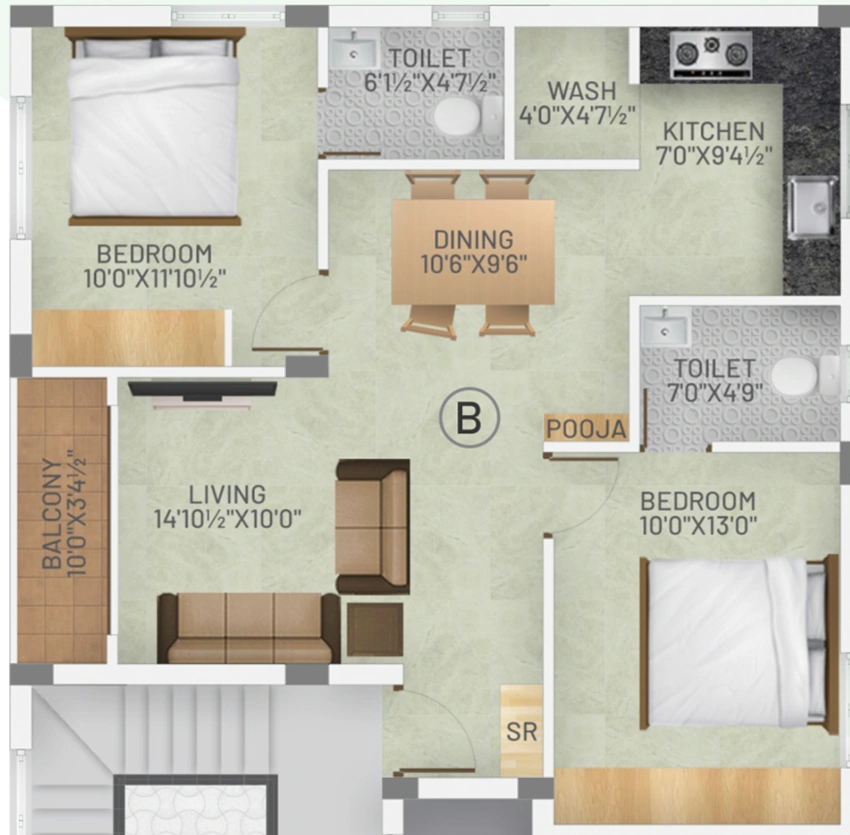 2 BHK Flat in Vijaya Sun Shine Apartment in Koyambedu, Chennai - Image 895978