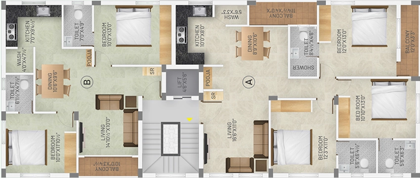 Floor Plan of Vijaya Sun Shine Apartment in Koyambedu, Chennai - Image 360621