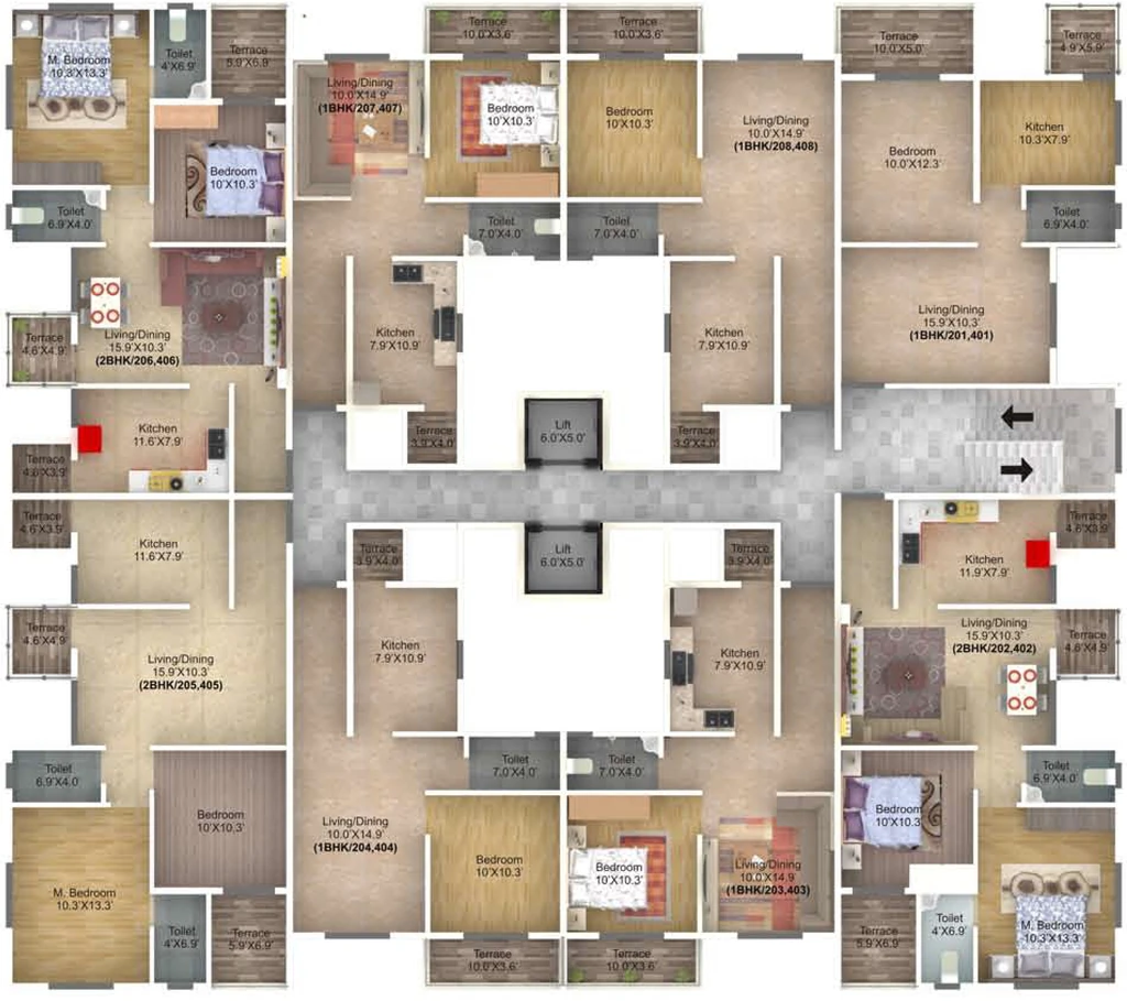 Floor Plan of The Pristine Village Residency 3 in Kasarsai, Pune - Image 361018