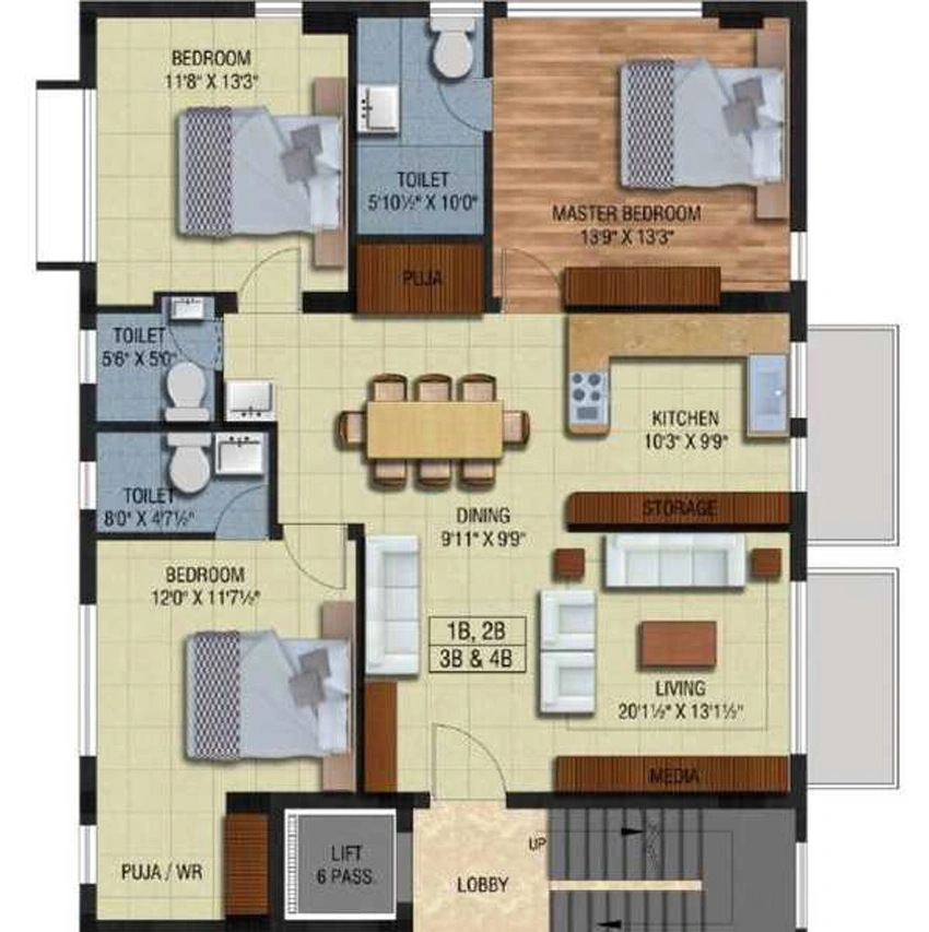 3 BHK Flat in Indus Bulevard Rosa in Anna Nagar, Chennai - Image 896768