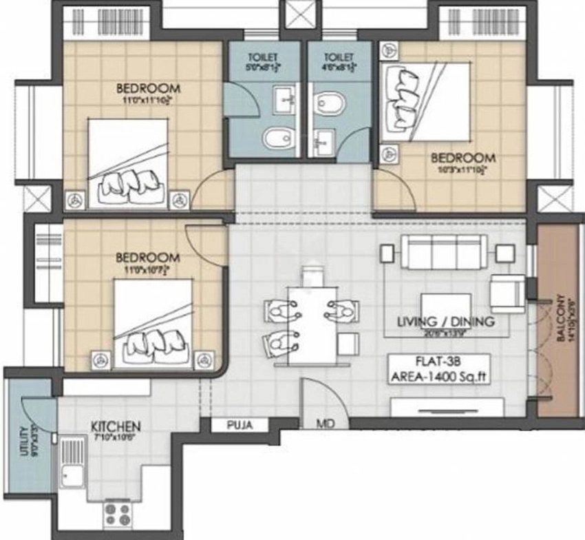 3 BHK Flat in Indus Aristide in Anna Nagar, Chennai - Image 896829