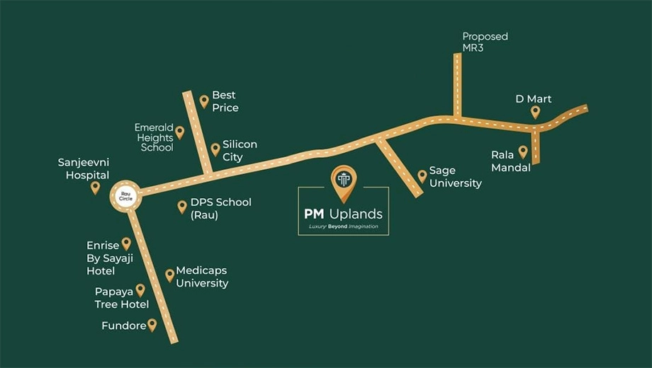 Location of PM Uplands in Rau, Indore - Image 362955