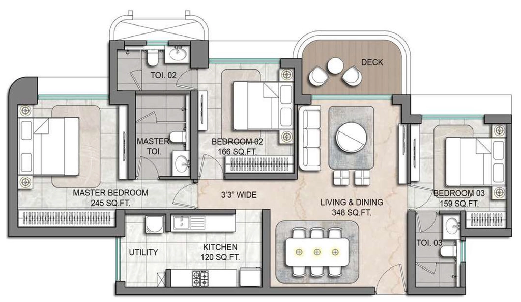 3 BHK Flat in Lodha Aureus in Sewri West, Mumbai - Image 920681