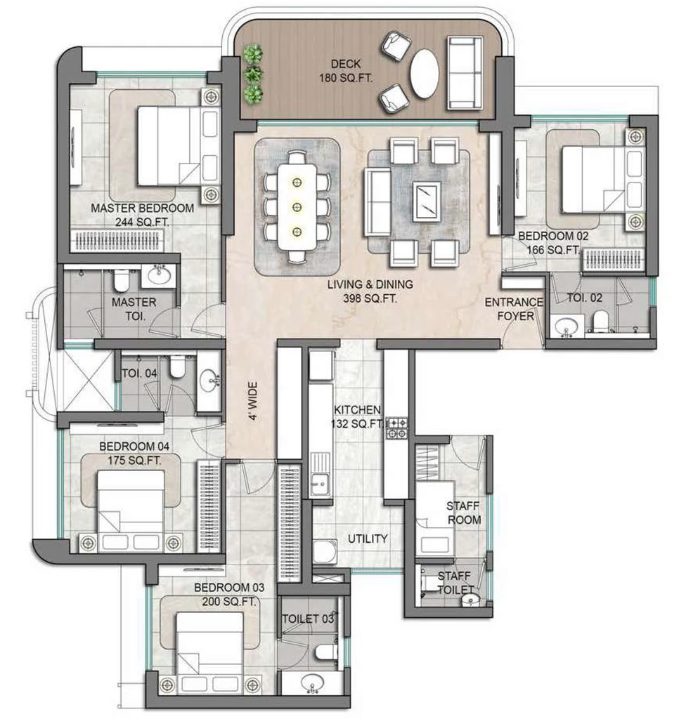 4 BHK Flat in Lodha Aureus in Sewri West, Mumbai - Image 920683
