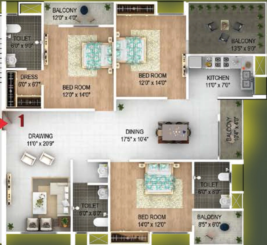 3 BHK Flat in ShriAaditya Shaurya Kunj in Pundag, Ranchi - Image 902486